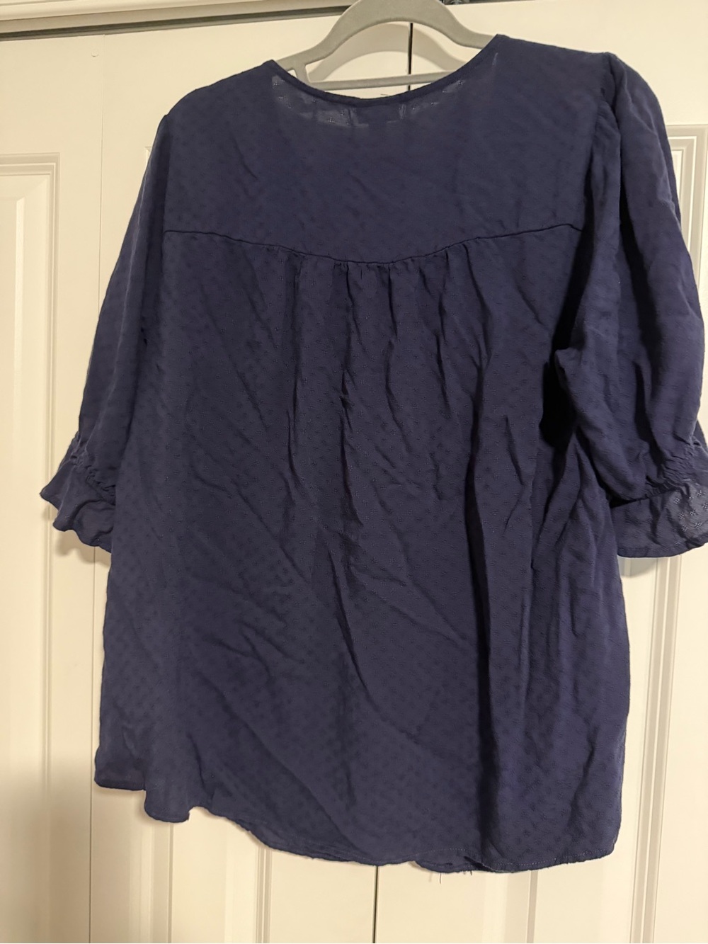 torrid Navy Ruffle-Trim Button Blouse - Picture 3 of 3